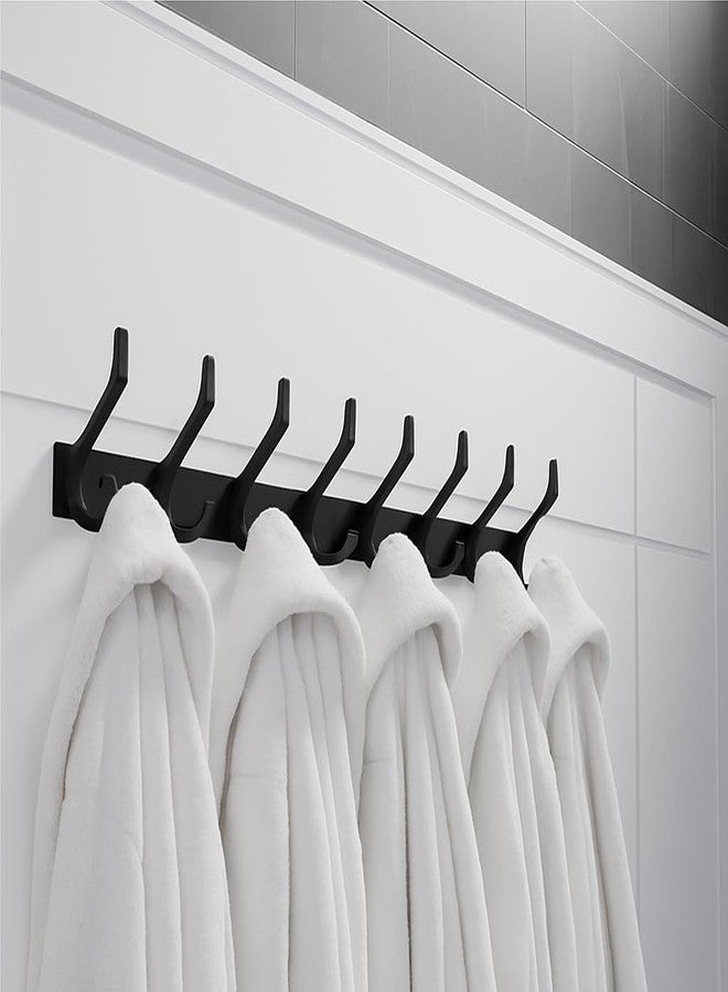 iSTAR Stainless Steel 8 Pin Bathroom Cloth Hooks Hanger Door Bathroom Robe Hooks Rail for Hanging Keys,Clothes,Towel Steel Hook (Black, Pack of 2) - Image 2